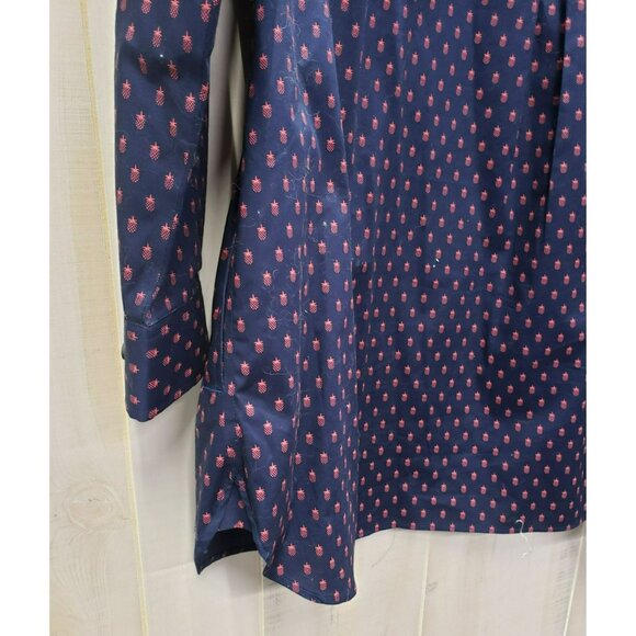 Duluth Trading Wrinklefighter L/S Tunic, 1X, Pockets, Navy & Red Pineapple Print - Picture 8 of 8